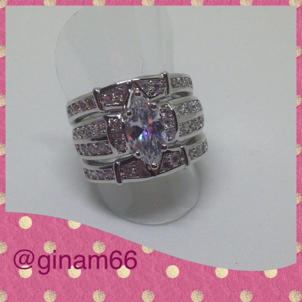 New CZ 3 pcs set Wedding/ Engagement Rings